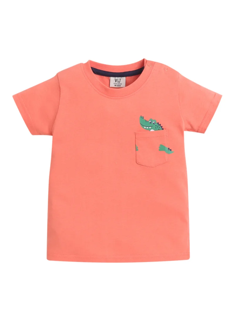 Victor And Jane  Boys Dinosaur Print Cotton T-Shirt & Shorts Set – Summer Daywear for Men | Best Price UAE